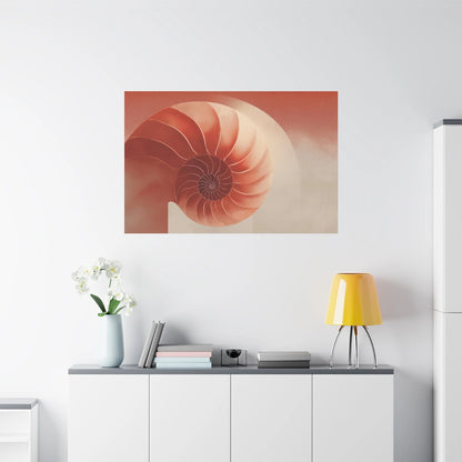 Décoration murale terracotta — coquillage en spirale, format horizontal