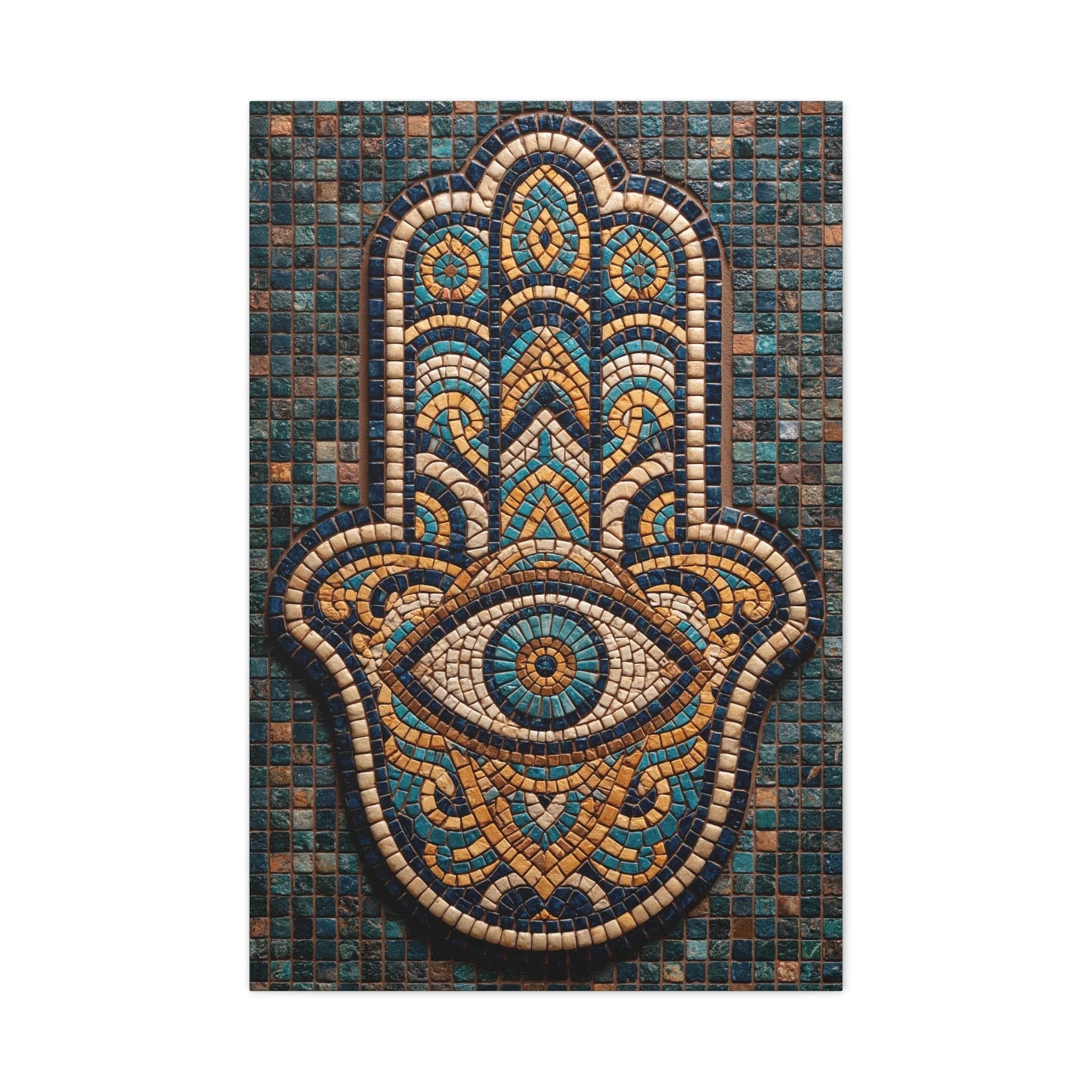 Tableau en Mosaïque Main de Fatima - Khamsa Protectrice - ambiance bureau créatif