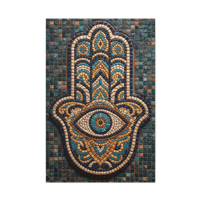 Tableau en Mosaïque Main de Fatima - Khamsa Protectrice - ambiance bureau créatif