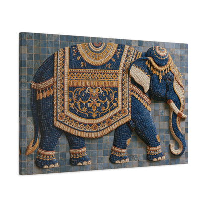 Tableau en Mosaïque Éléphant d’Asie Ornemental - Parade Sacrée - décor mural panoramique