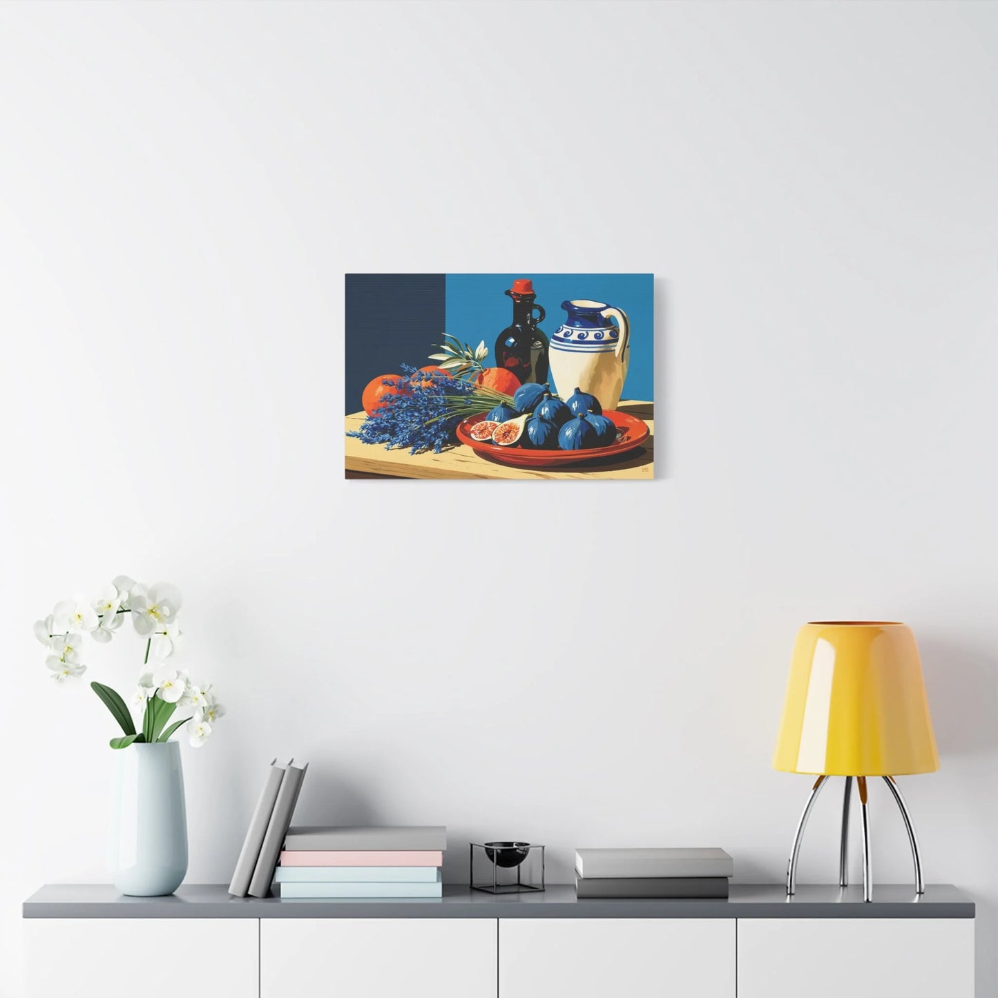 Tableau Nature Morte Figues Lavande Terracotta - Midi Parfumé - ambiance chambre adulte