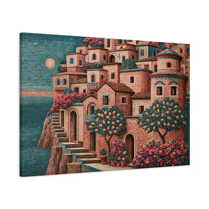Tableau en Mosaïque Amalfi Ocre - Rivage de Tesselles - décor mural panoramique