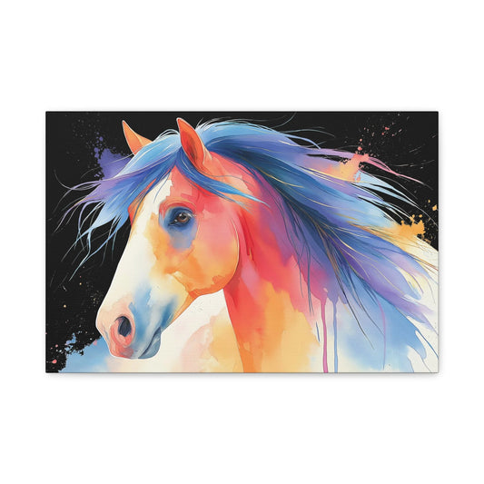 Tableau Cheval Aquarelle - Crinière d'Émeraude