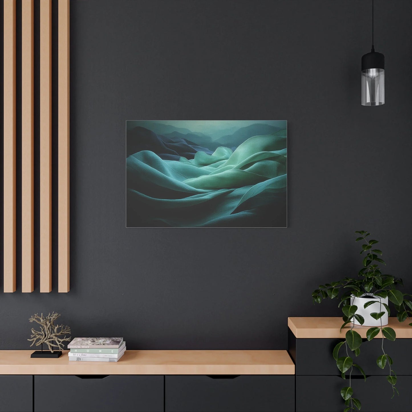 Tableau Drapés vert sauge atmosphère apaisée