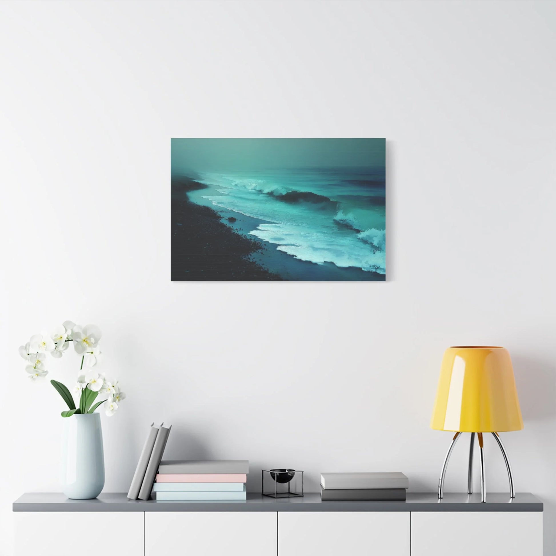 Tableau Mer vert sauge format horizontal ouverture visuelle