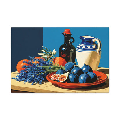 Tableau Nature Morte Figues Lavande Terracotta - Midi Parfumé - vue mur blanc minimaliste