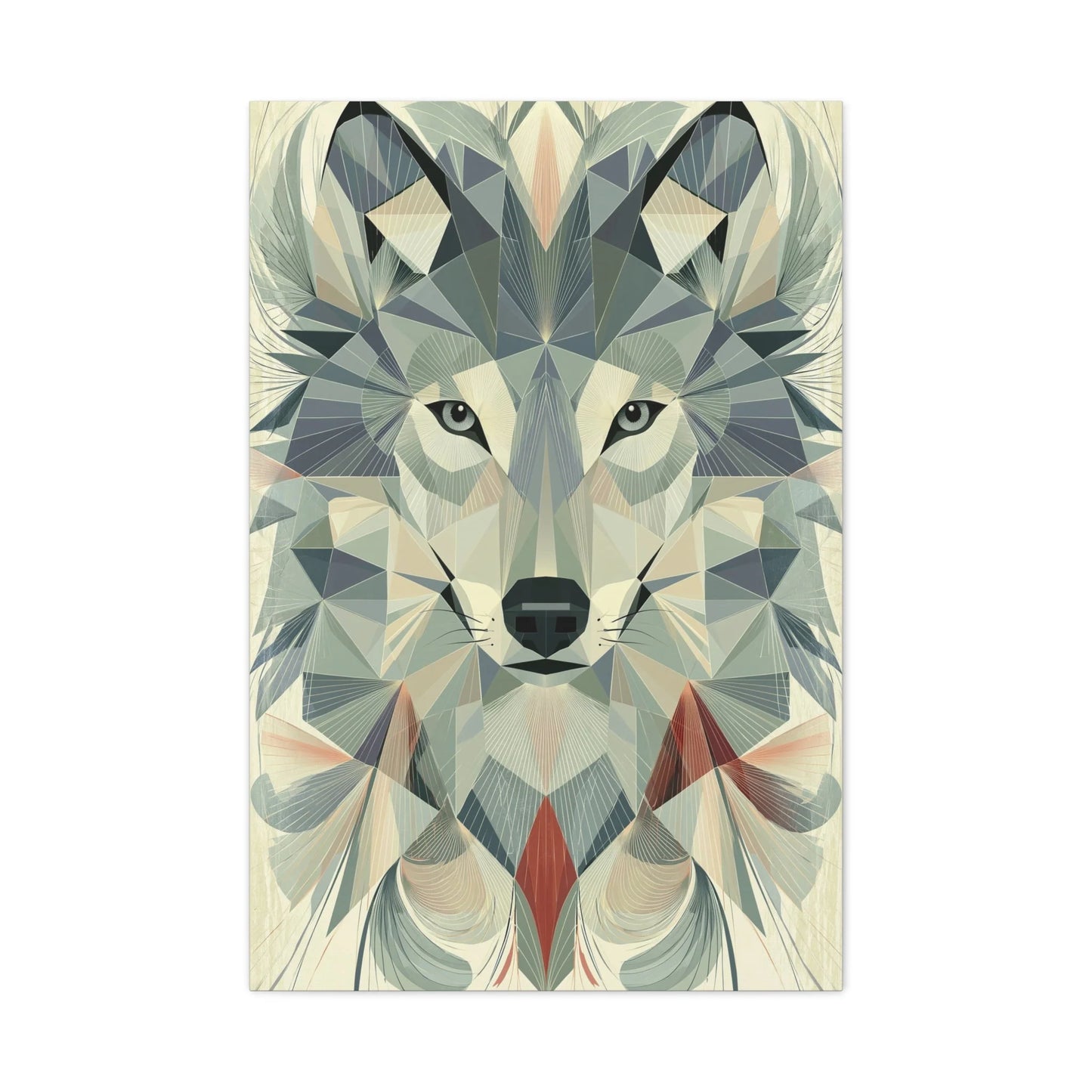 Tableau Loup Low Poly - Minimalisme Scandinave - ambiance bureau créatif