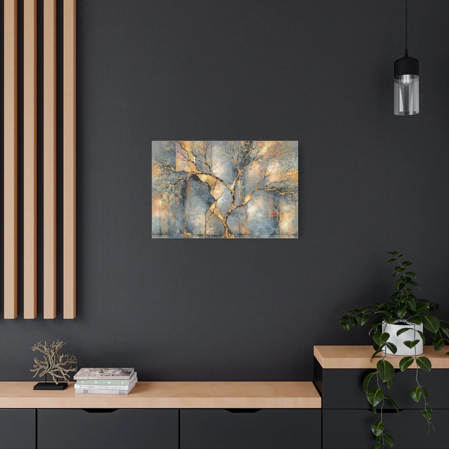 Tableau Arbre doré sur toile de coton 470 g/m²
