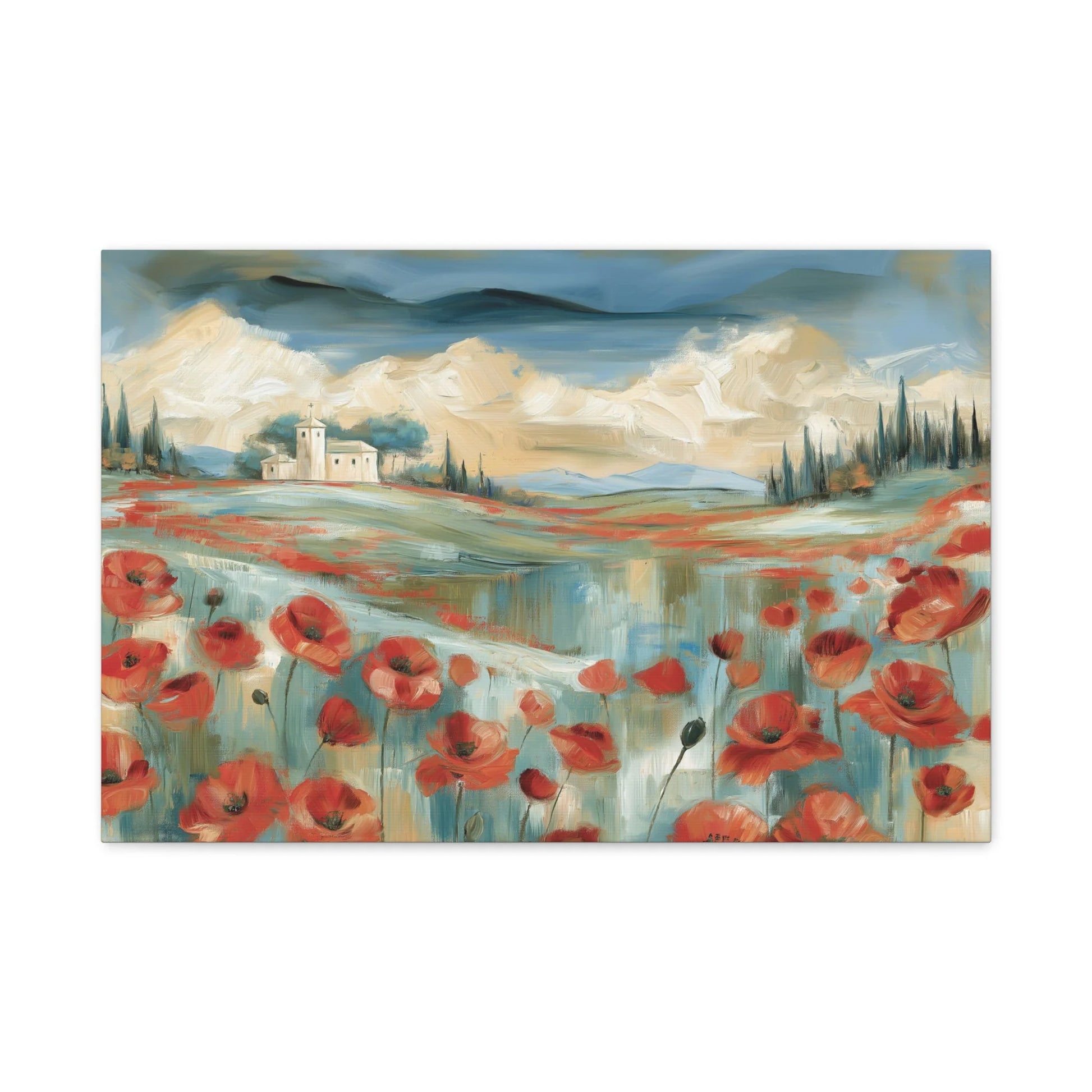 Tableau Champ de Coquelicots - Hommage à Monet - vue mur blanc minimaliste