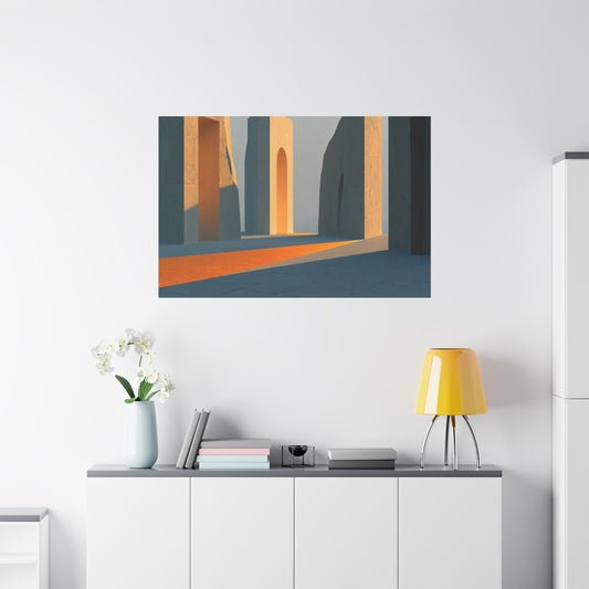Grand Tableau Beige Or Portique Soleil