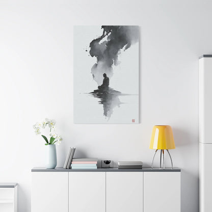 Tableau Calligraphie Bouddhique - Sagesse en Sumi-e - vue mur grande hauteur