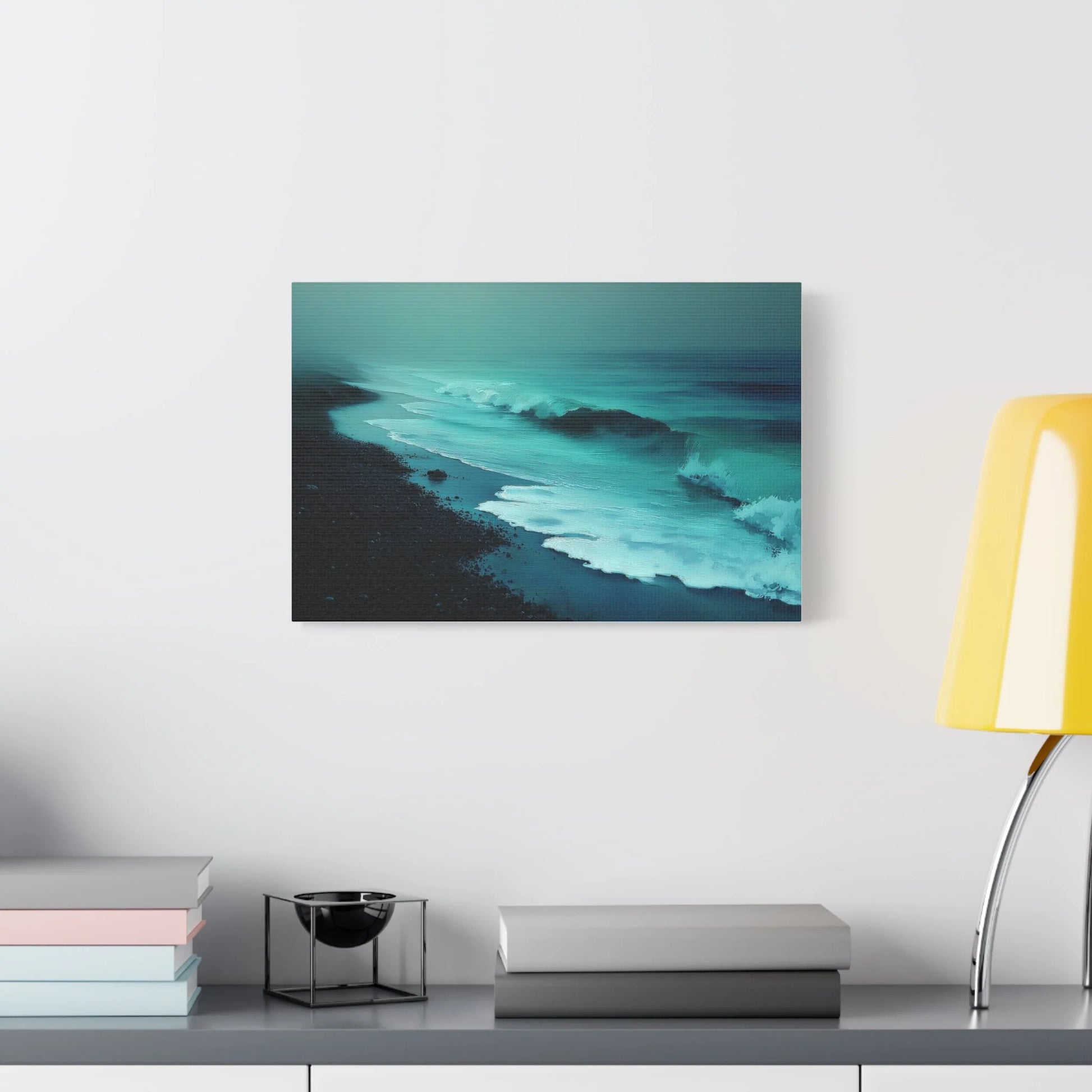 Tableau Vague vert sauge ambiance côtière chic