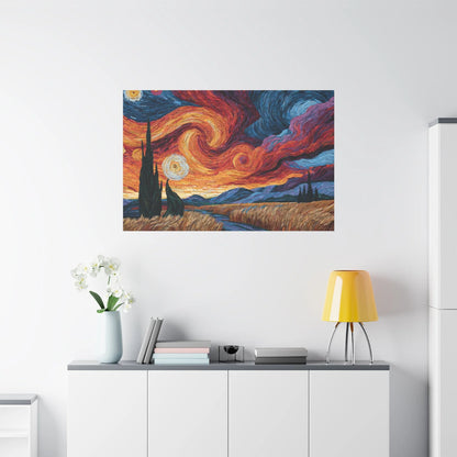 Tableau en Mosaïque Coucher de Soleil - Horizon Impressionniste - vue mur grande hauteur