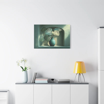 Tableau Tableau monstera vert sauge ambiance hôtel boutique