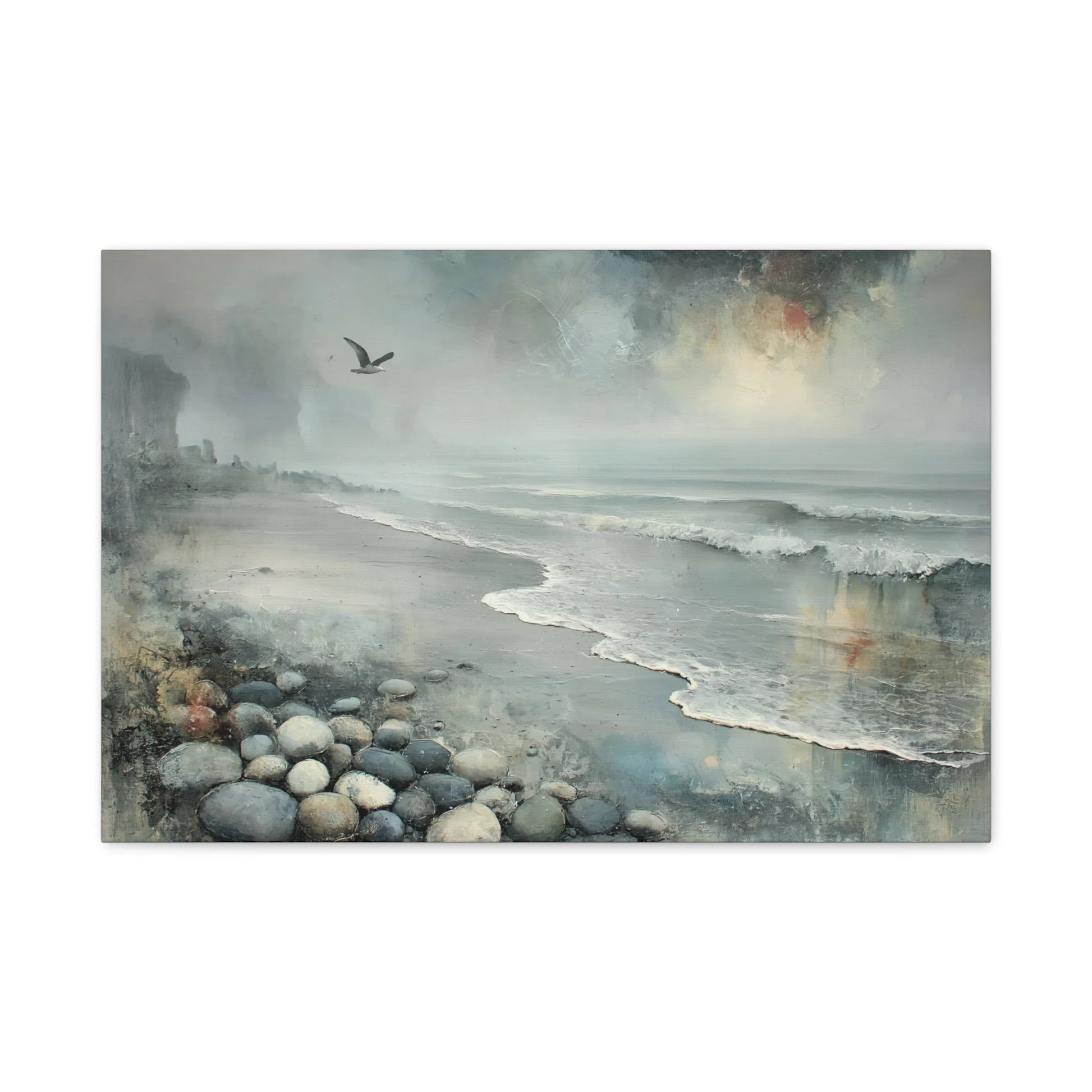 Tableau Plage galets gris — vue de face