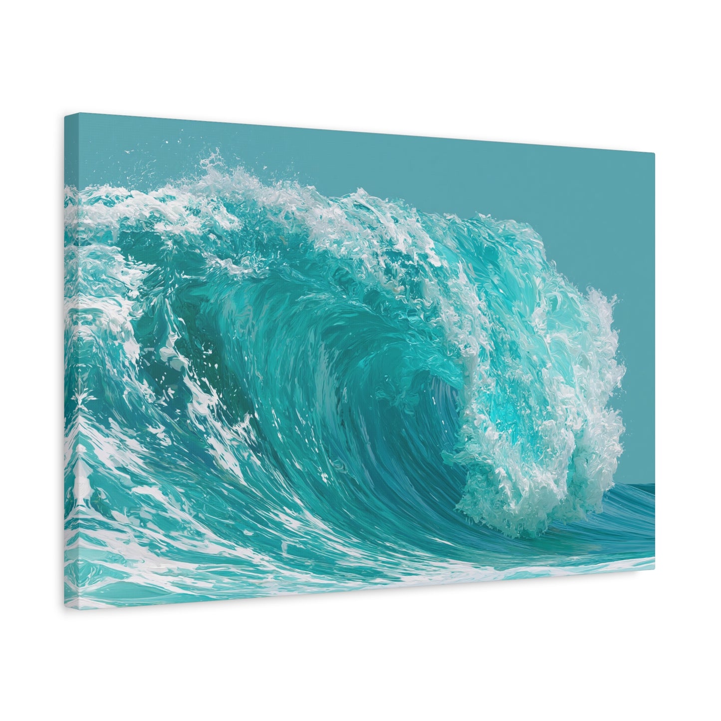 Grande vague turquoise graphique avec rouleau et ecume blanche - Art Virtuoso - vue 9/20