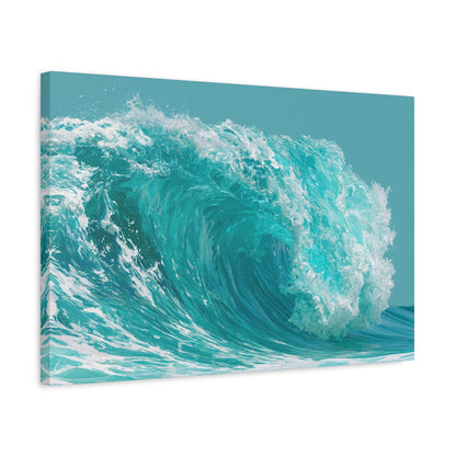 Grande vague turquoise graphique avec rouleau et ecume blanche - Art Virtuoso - vue 9/20