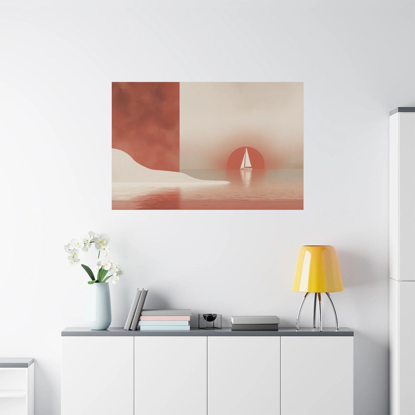 Tableau décoration murale terracotta — voilier format horizontal