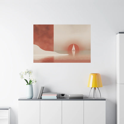 Tableau décoration murale terracotta — voilier format horizontal