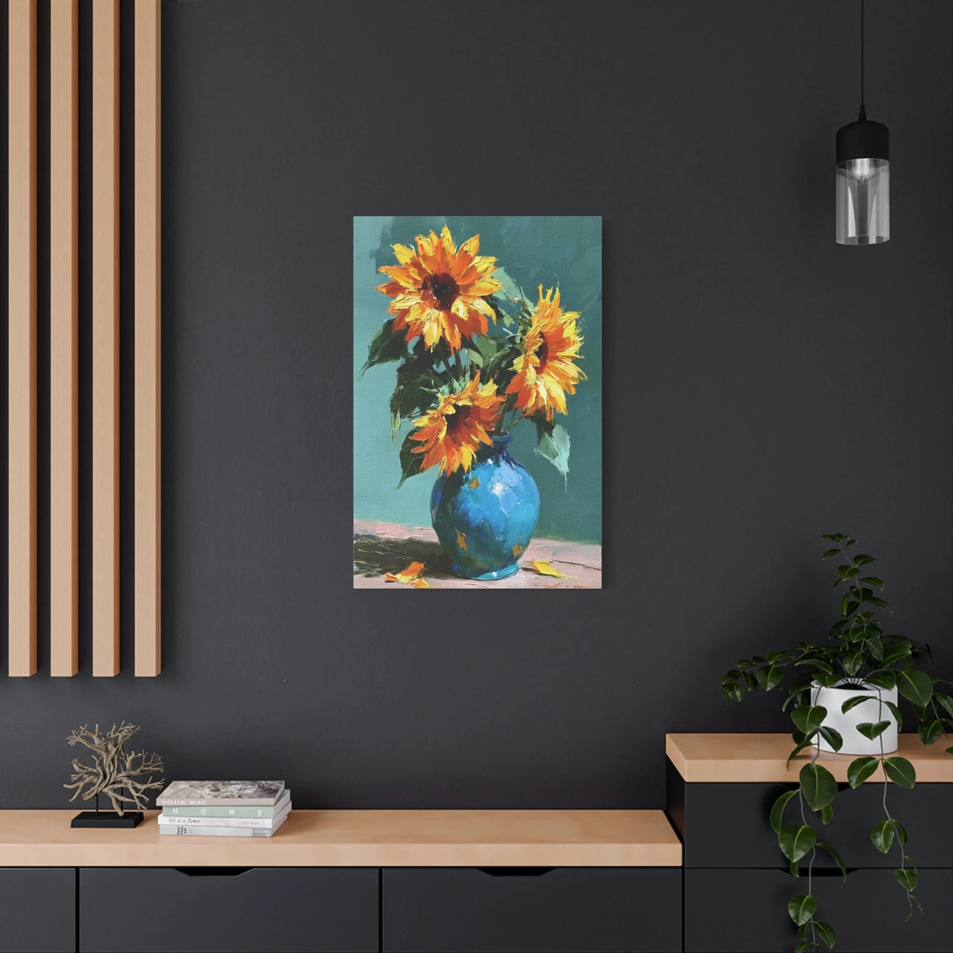Tableau Nature Morte Bouquet Tournesols Impressionniste - Soleil en Vase - format XXL pièce de réception