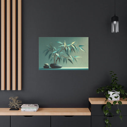 Tableau Bambou vert sauge atmosphère méditative