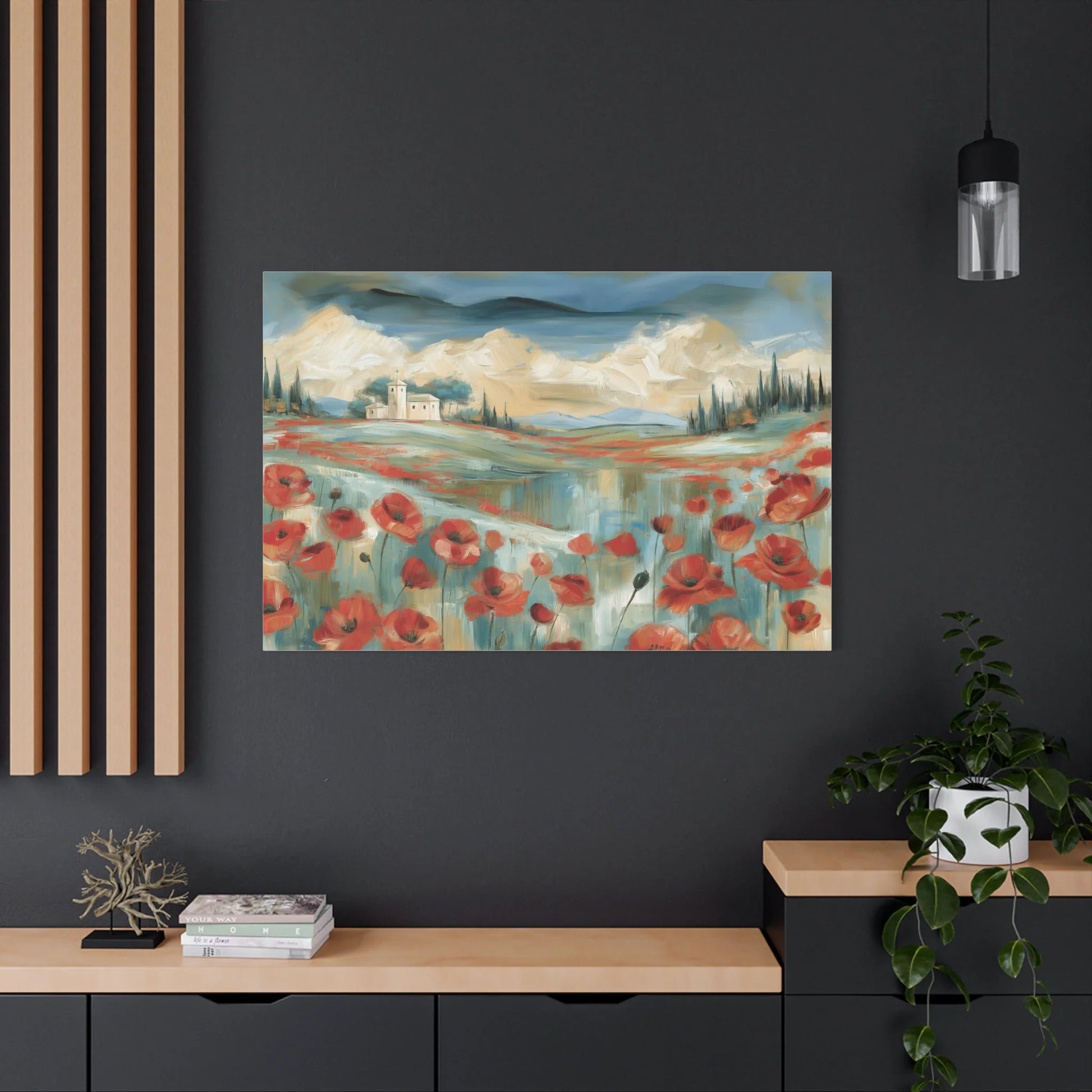 Tableau Champ de Coquelicots - Hommage à Monet - mise en scène impact maximal
