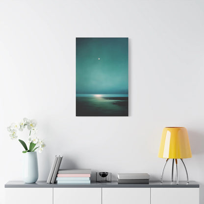 Tableau Clair de lune vert sauge format vertical mur étroit