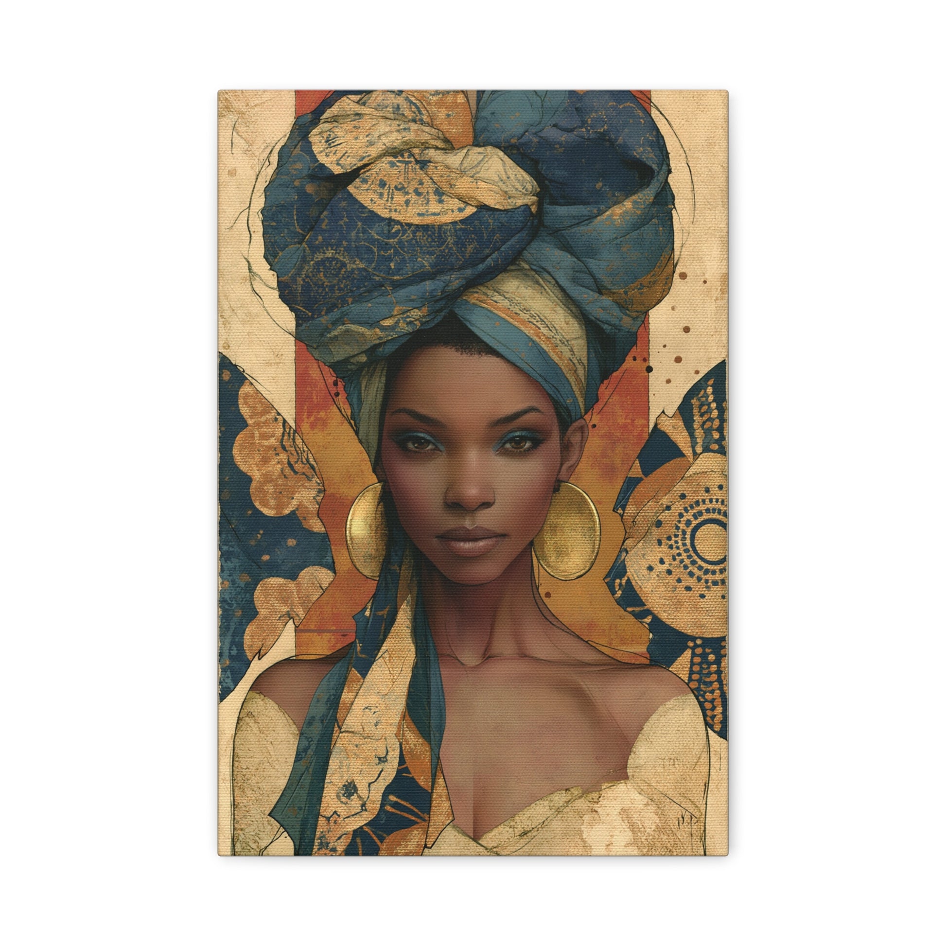 Tableau Femme Africaine Wax Terracotta - format S - Art Virtuoso
