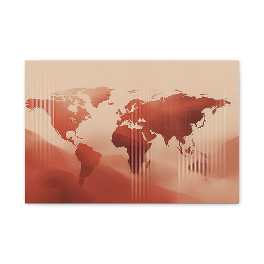 Tableau Mappemonde Vintage Terracotta - Continents d'Argile