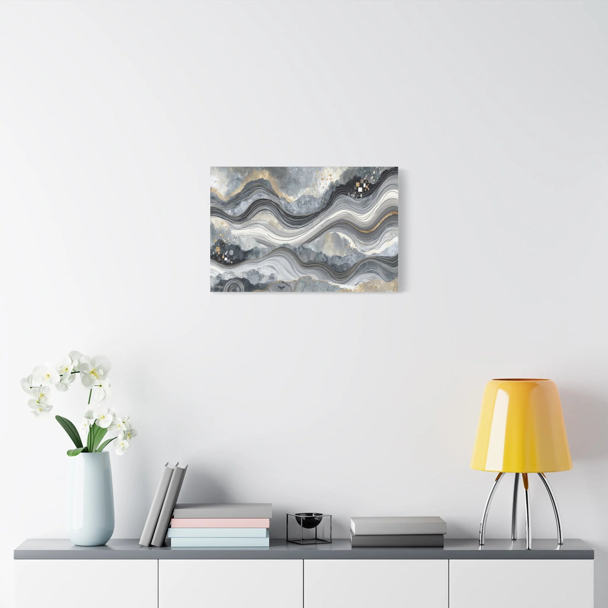 Tableau Vagues marbrées esprit calligraphie chinoise