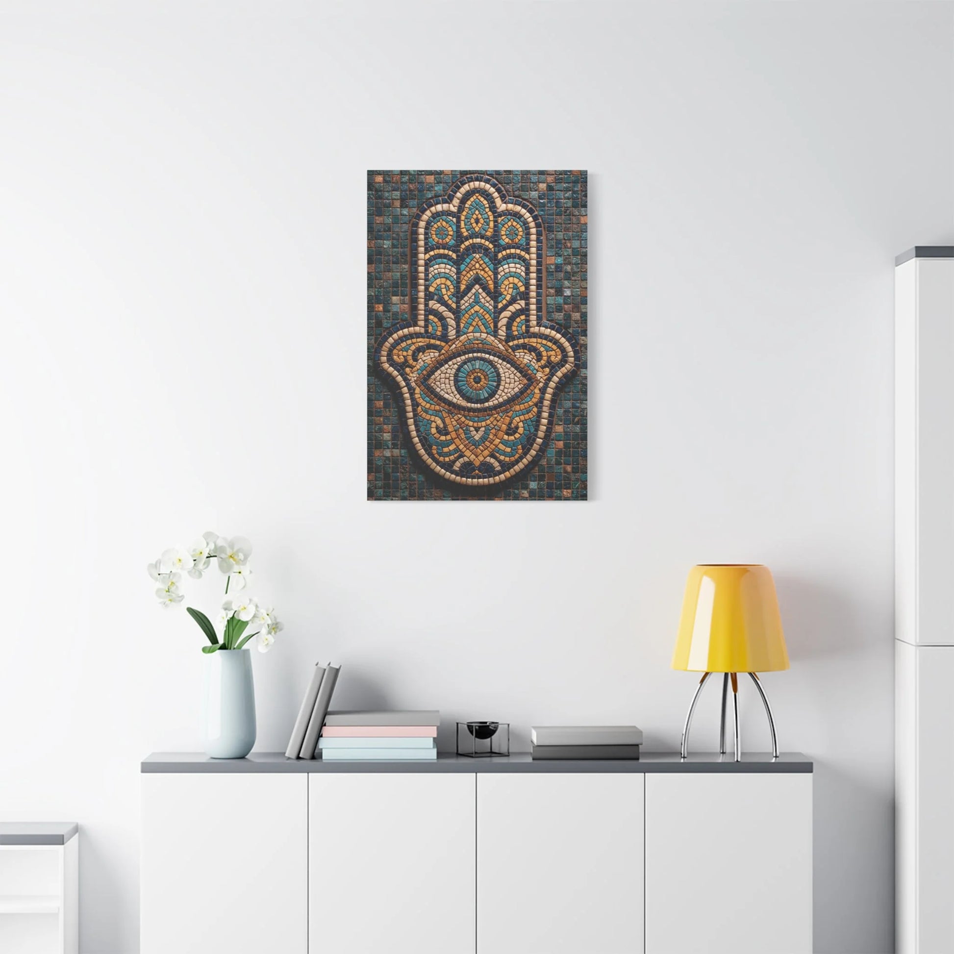 Tableau en Mosaïque Main de Fatima - Khamsa Protectrice - ambiance loft haut de plafond