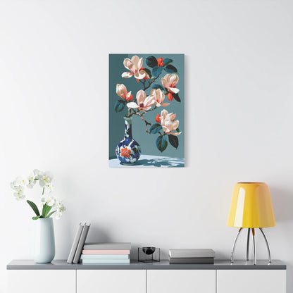 Tableau Nature Morte Magnolia Japonais - Branche en Silence - grand format salon spacieux