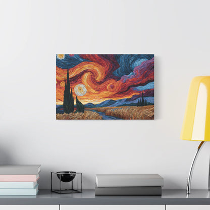 Tableau en Mosaïque Coucher de Soleil - Horizon Impressionniste - décor salon contemporain bois