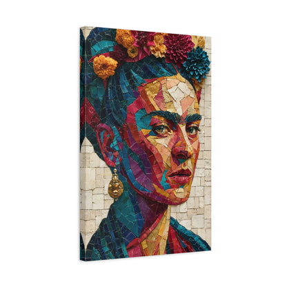 Tableau en Mosaïque Frida Kahlo Fleurie - Couronne Viva - intégration loft industriel