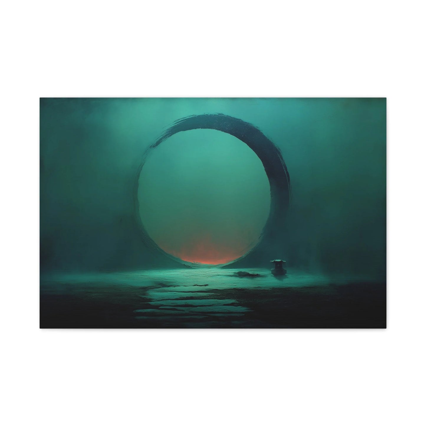Tableau Cercle calligraphique zen sur horizon brumeux