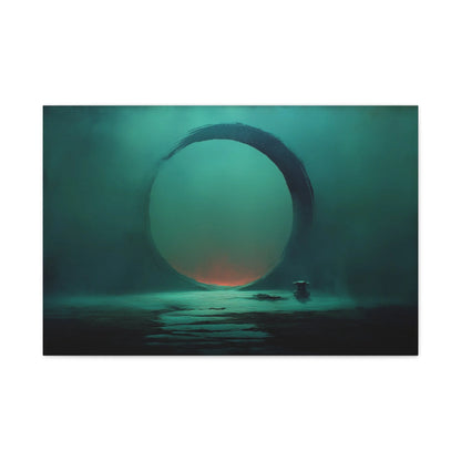 Tableau Cercle calligraphique zen sur horizon brumeux