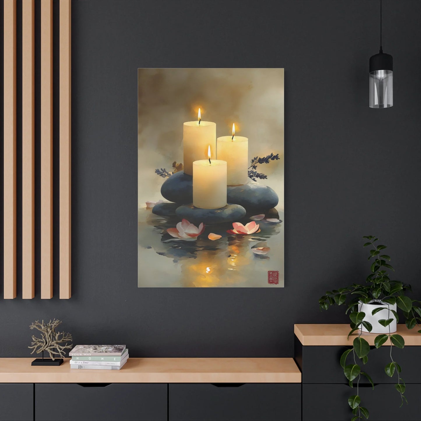 Tableau Bougies Zen - Veillée des Trois Lumières — Art Virtuoso