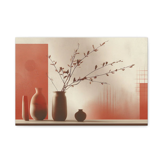 Tableau Nature Morte Branches Terracotta - Silence d'Atelier