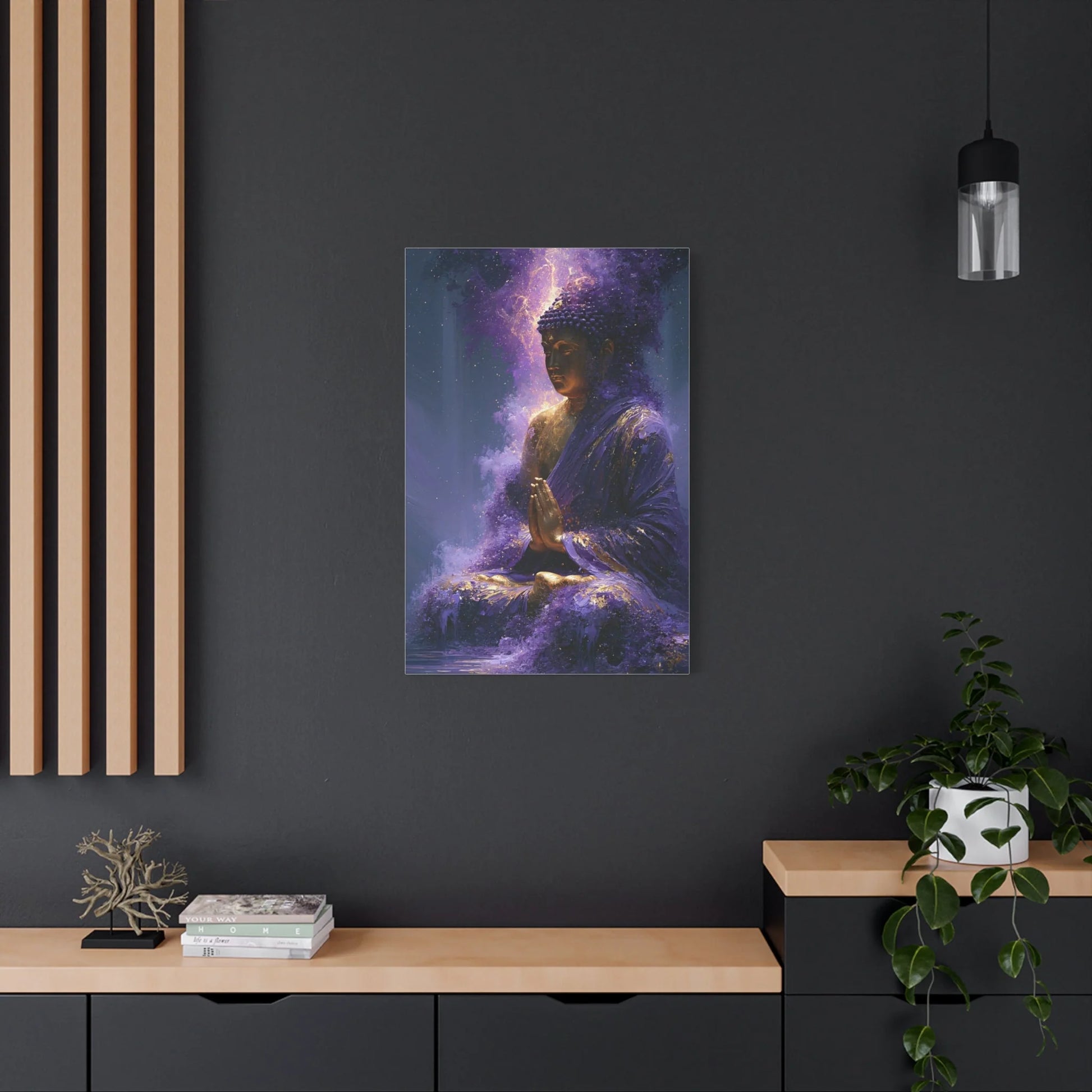 Tableau Bouddha Améthyste - Méditation Cosmique - format XXL pièce de réception