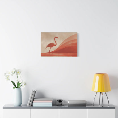 Décoration murale flamant terracotta dans une chambre adulte