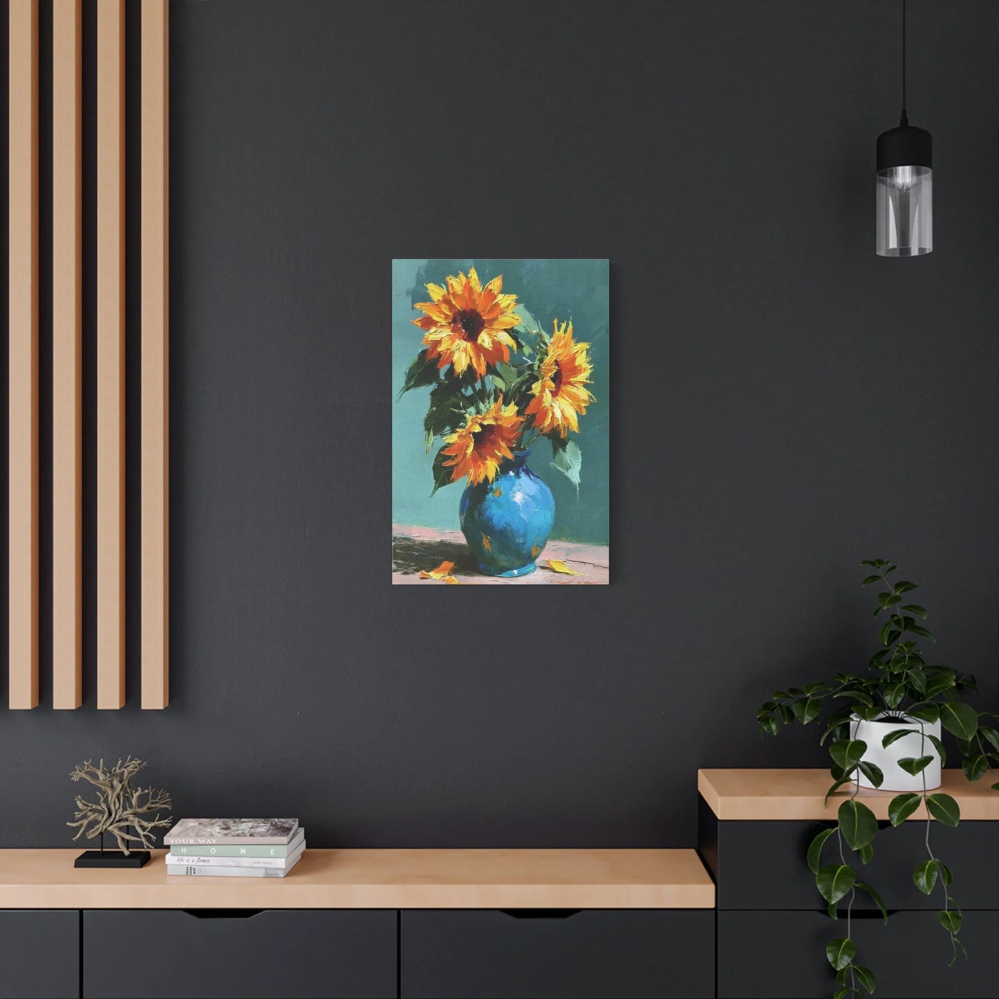 Tableau Nature Morte Bouquet Tournesols Impressionniste - Soleil en Vase - vue intérieur architecte