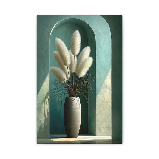 Tableau Couloir Vert Sauge - Plumes de Pampa