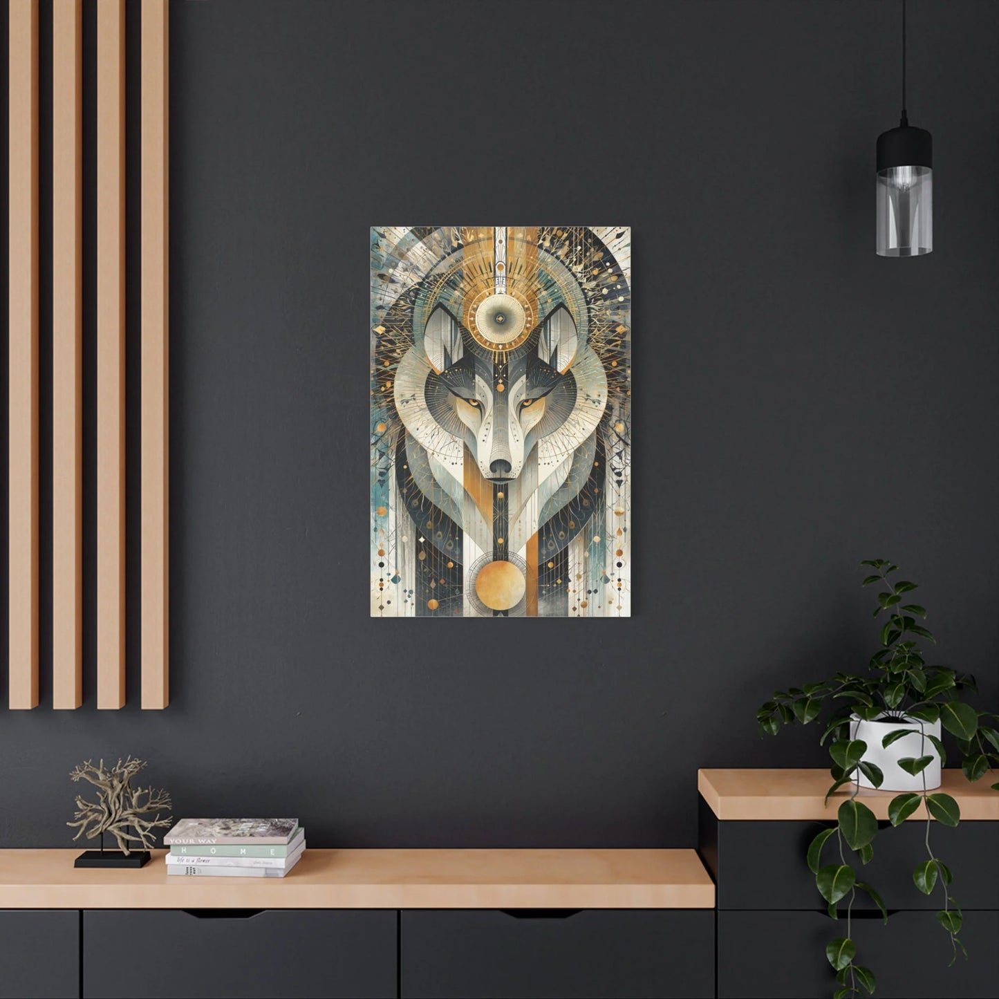 Tableau Loup Tribal - Mandala Ornemental - format XXL pièce de réception