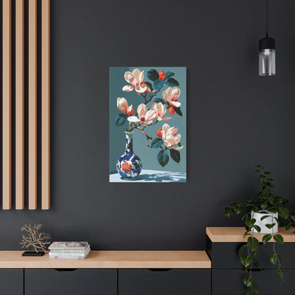 Tableau Nature Morte Magnolia Japonais - Branche en Silence - format XXL pièce de réception