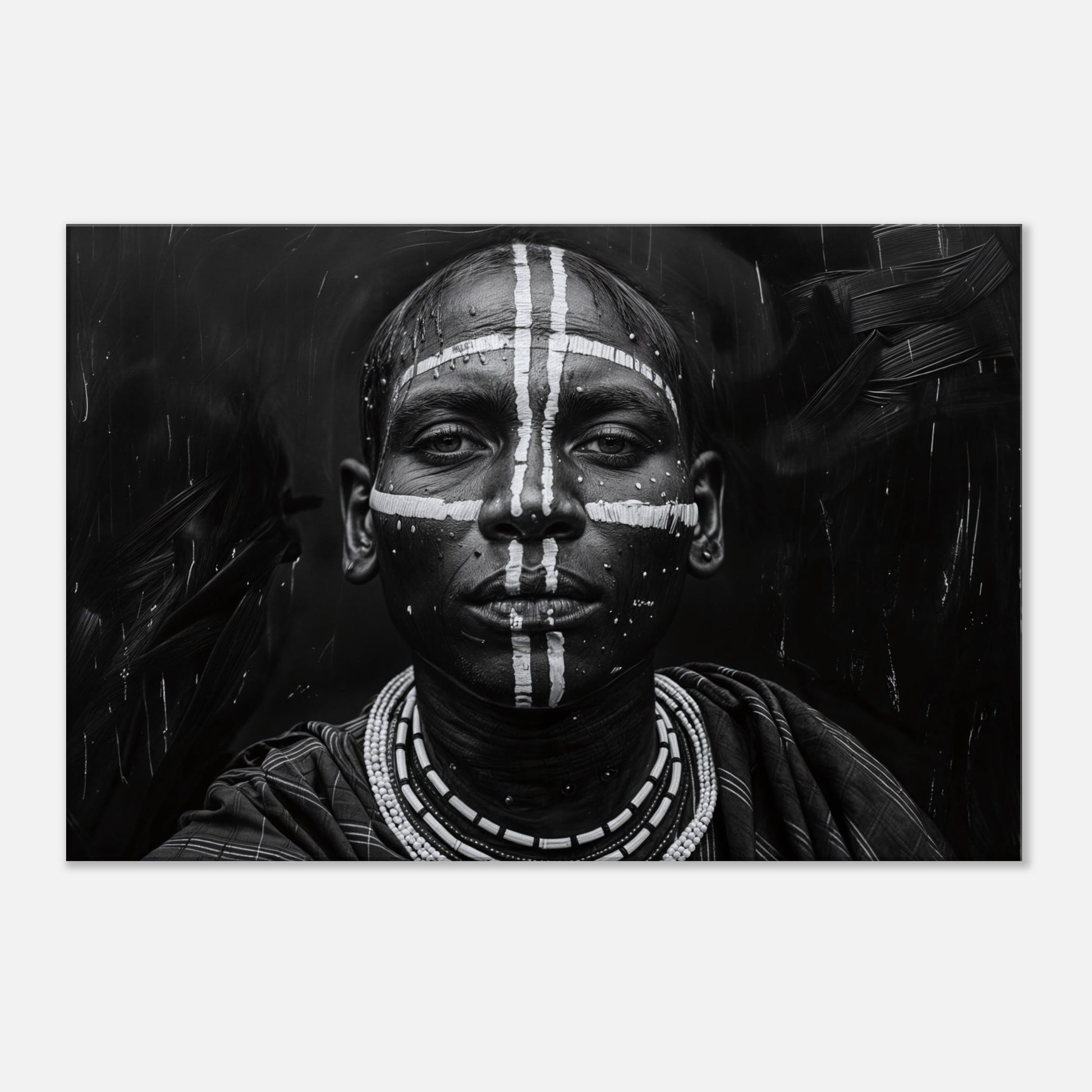 Tableau Africain Noir et Blanc - Traditions Tribales  Art Virtuoso XL