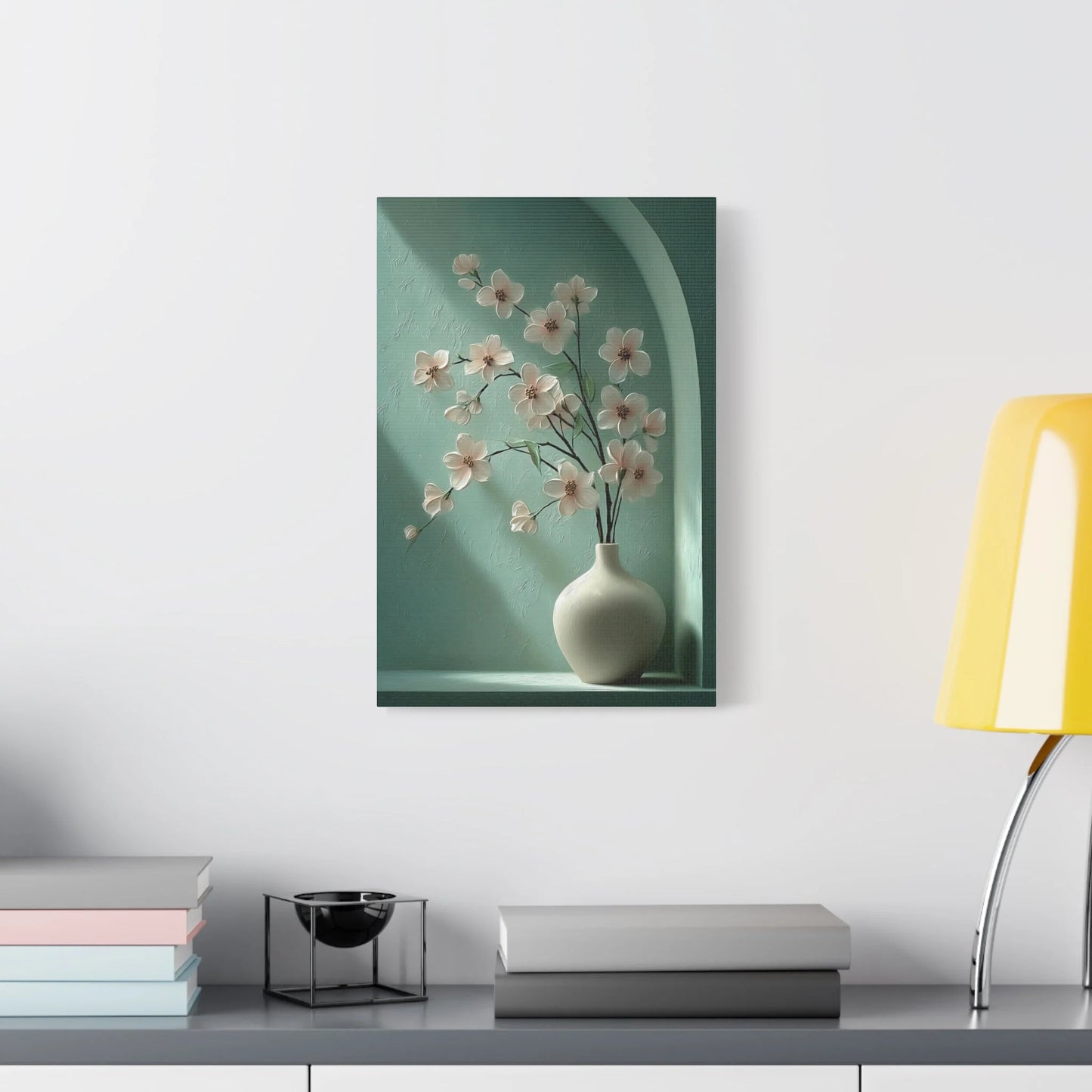Tableau Cerisier vert sauge dans un salon romantique