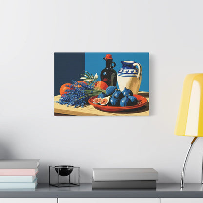 Tableau Nature Morte Figues Lavande Terracotta - Midi Parfumé - décor salon contemporain bois
