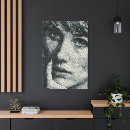 Tableau en Mosaïque Portrait Géométrique Noir Blanc - Visage Fragmenté - mise en scène impact maximal