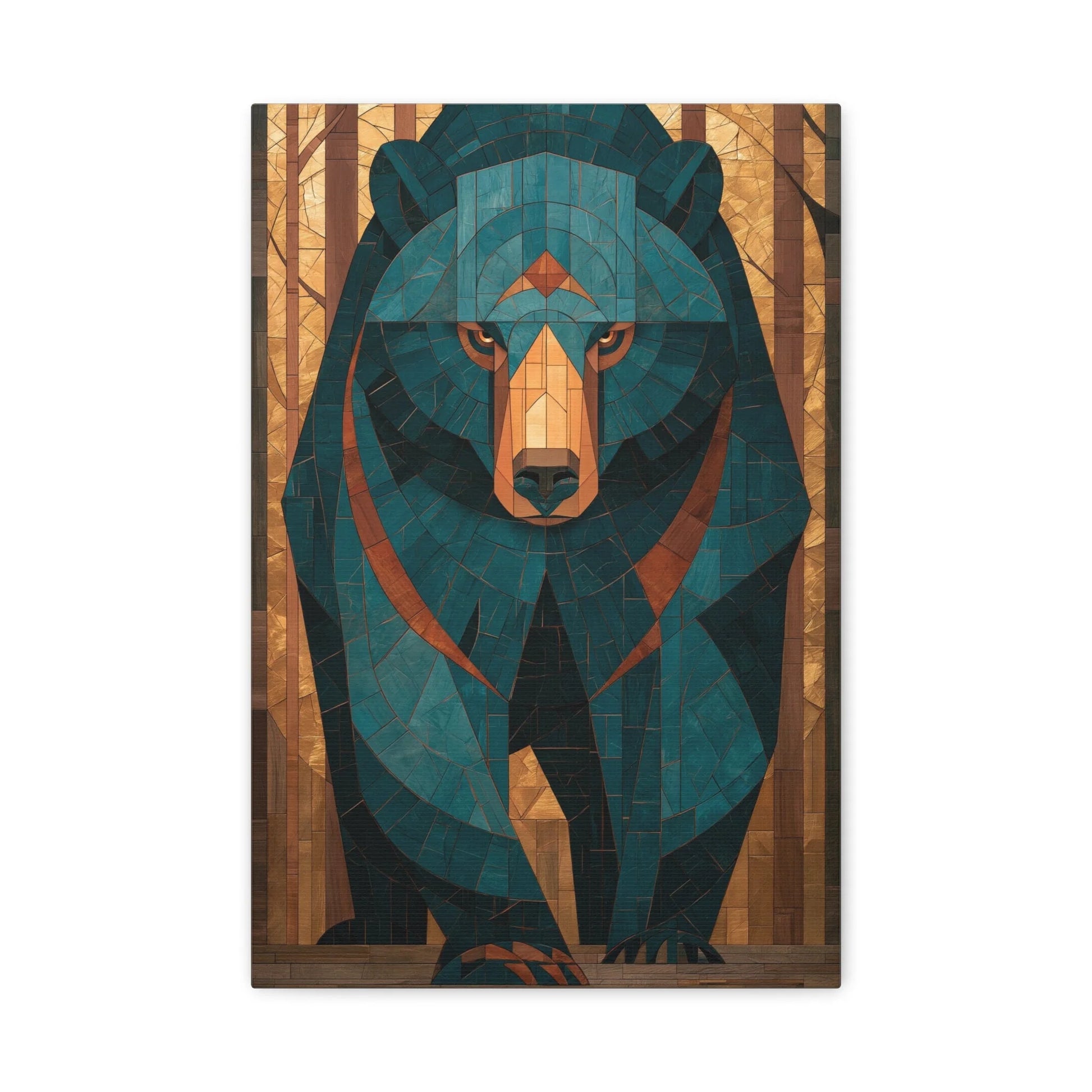 Tableau en Mosaïque Ours Brun Forêt - Gardien Byzantine
