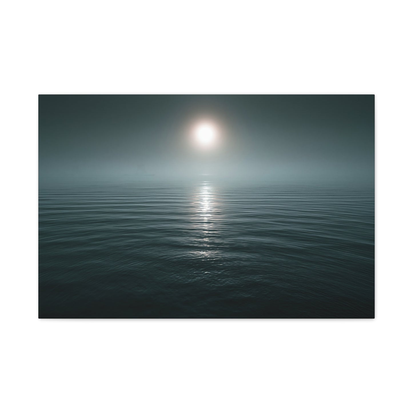 Mer calme brumeuse avec soleil pale et petit voilier a l horizon - Art Virtuoso - vue 3/20